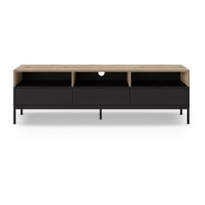 TV stolík v dekore duba v čierno-prírodnej farbe 180x55 cm Marion – Marckeric