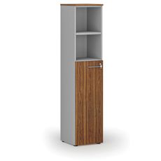 Kombinovaná kancelárska skriňa PRIMO GRAY, dvere na 3 poschodia, 400 x 420 x 1781 mm, sivá/orech