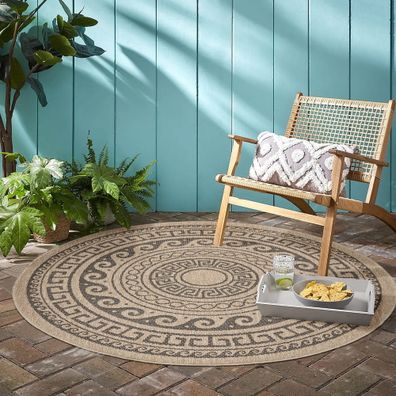Čierno-béžový okrúhly vonkajší koberec ø 120 cm Comilla – Ayyildiz Carpets