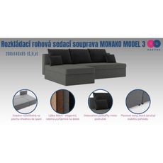 Rozkladacia rohová sedacia súprava MONAKO MODEL 2 Pravá Sivá/biela