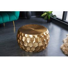 Estila Dizajnový orientálny konferenčný stolík Himare krúhleho tvaru zlatej farby z kovu 70cm