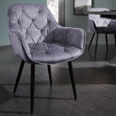 Estila Retro dizajnové čalúnené fialové kreslo Milano s opierkami na ruky 84cm