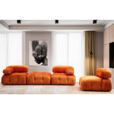 Oranžový zamatový taburet Bubble – Artie