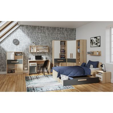 NABBI Aurin CH-1100-3DR komoda so zásuvkami pieskový artisan / biela / antracit