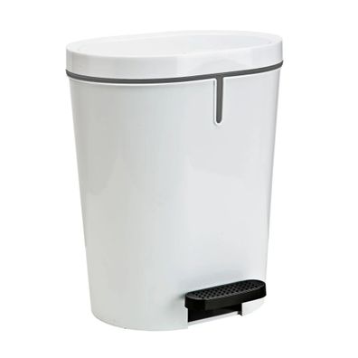 Denox Oval pedálový odpadkový kôš 25 l, plast, biely, 25 l