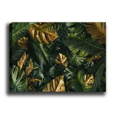 Wallity Obraz GREEN AND GOLD LEAVES 70 x 100 cm