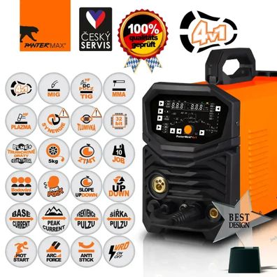 PANTERMAX PanterWeld®4v1 200 MULTIFUNKČNÁ invertorová zváračka MIG/TIG/MMA/PLAZMA + Kukla + Red. Ventil + plná Co2 Fľaša