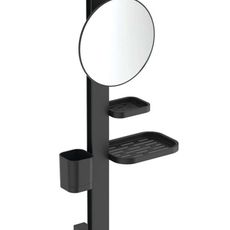 Ideal Standard ALU+ - Kozmetické zrkadlo s poličkou a pohárikom na kefky a pastu, hodvábna čierna BD589XG