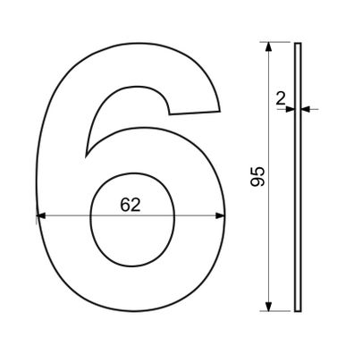 RN.95L.6.CE číslica "6" 95mm čierna Čierna