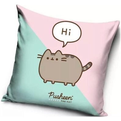 Dekoračný vankúš Mačička Pusheen - motív Hi - 40 x 40 cm