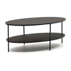 Čierny konferenčný stolík so sklenenou doskou 65x110 cm Fideia – Kave Home