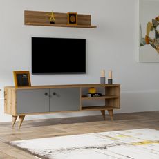 Kalune Design Obývací stěna ERHO 140 cm antracitová/ořech