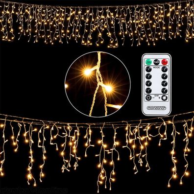 Vianočné LED svetlo do dažďa s diaľkovým ovládaním 10 m | teplá biela 400 LED
