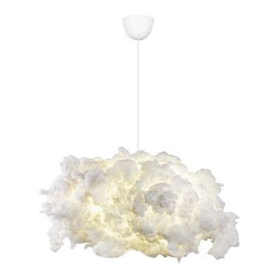 Biele závesné svietidlo s textilným tienidlom Serenity – Opviq lights