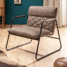 Estila Vintage dizajnové kreslo Olympus z mikrovlákna vo farbe taupe