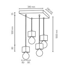 Spot-Light 7161474 - Luster na lanku TRONGO 4xE27/60W/230V