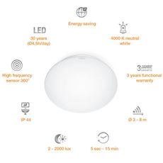STEINEL 008383 - LED Kúpeľňové svietidlo so senzorom RS16LED LED/9,5W/230V IP44