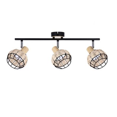 Čierno-krémové stropné svietidlo s tienidlom z kovu a ratanu ø 12 cm Tajga – Candellux Lighting