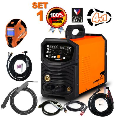 PANTERMAX PanterWeld®4v1 200 MULTIFUNKČNÁ invertorová zváračka MIG/TIG/MMA/PLAZMA + Kukla + Horáky + Káble + Elektróda + Red. Ventil