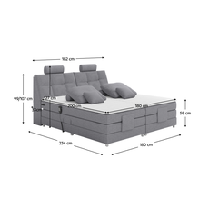 Elektrická polohovacia posteľ, boxspring, sivá, 180x200, POLERMA NEW