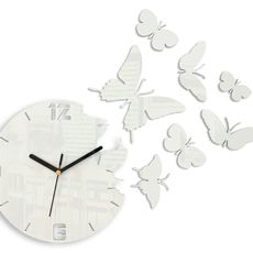 ModernClock 3D nalepovacie hodiny Butterflies biele