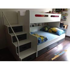 Poschodová posteľ s prístelkou MAX 3 rozšírená 200x120 biela - grafitová