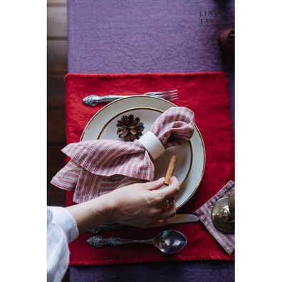 Podtácky v červeno-prírodnej farbe v súprave 4 ks – Linen Tales
