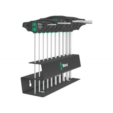 Wera 023454 Šesťhranné skrutkovače 3/32 ÷ 3/8" s krížovou rukoväťou typ 454/10 HF Set Imperial 2 Holding Function (sada 10 ks)