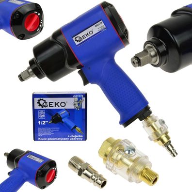 GEKO Pneumatický rázový uťahovač 1/2", 1550 Nm, primazávač oleja, Heavy Duty