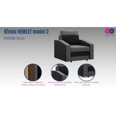 Kreslo HEWLET model 2 Čierna/sivá