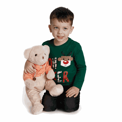 Plyšový medvedík, smotanová/oranžová, 45cm, MADEN BOY TYP1