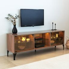 Olympos televízny stolík s led podsvietením 160 cm v orechovej farbe