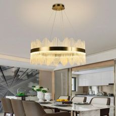 LED Stmievateľný luster na lanku LED/110W/230V 3000-6500K zlatá + diaľkové ovládanie