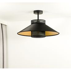 Duolla - Prisadený luster RIO RATTAN 1xE27/15W/230V pr. 45 cm čierna/zlatá