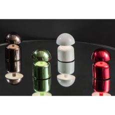 Biela LED stolová lampa s kovovým tienidlom (výška 14 cm) Impetu – Leitmotiv
