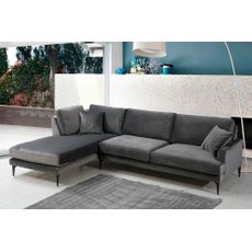 Elegantná rohová pohovka Velour 283 x 180 cm, ľavá, antracitovo sivá