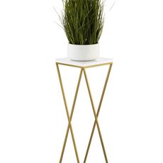 DekorStyle Květinový stojan LOFT I 70 cm zlatý/bílý