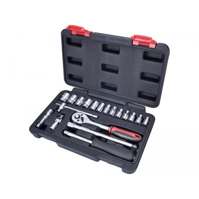 Hlavice nástrčné, sada 19ks, CrV, 1/4"