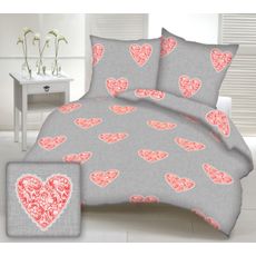 Obliečky bavlnené Love červené TiaHome - 1x Vankúš 90x70cm, 1x Paplón 140x220cm