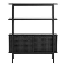 Čierna knižnica v dekore jaseňa s posuvnými dverami 94x114 cm Angus – Actona