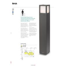 Redo 9644 - Vonkajšia lampa BRICK 1xE27/23W/230V IP54 šedá