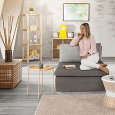 KONDELA Kenet New rozkladacie kreslo s úložným priestorom sivohnedá (taupe) / svetlosivá