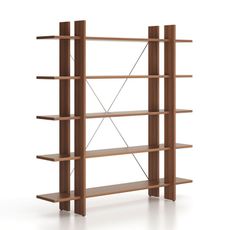 Kancelársky regál vysoký dlhý SOLID, 1800 x 400 x 1825 mm, orech