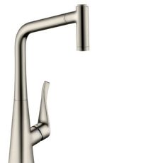 Drezová batéria Hansgrohe Metris M71 s vyťahovacou sprškou kartáčovaný nikel 14820800