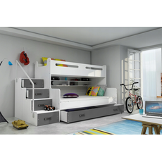 Interbeds MAX 3 poschodová posteľ 200x120 + matrace sivo-biela 2025