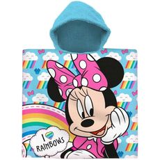 Dievčenské plážové pončo - osuška s kapucňou Minnie Mouse s dúhou - Disney - 60 x 120 cm