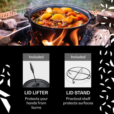 Klarstein Guernsey, prémiový liatinový hrniec, 12.0 barbecue hrniec, liatina, žíhaný, veľkosť XL/13,6 l