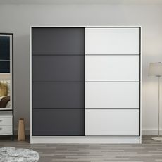 Šatníková skriňa Linea s dostatkom úložného priestoru 190 x 180 x 52 cm, bielo - antracitová