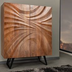Dizajnová vysoká komoda Janiah 120 cm hnedá akácia