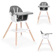 EcoToys Detská jedálenská stolička 2v1, šedá ECOTOYS